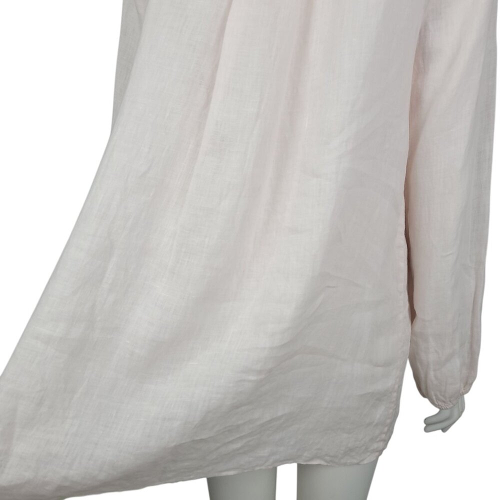 CALYPSO ST. BARTH Women Top M Pink Linen Long Sleeve Sheer Keyhole Casual - Picture 7 of 8
